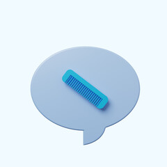 3d illustration chat bubble with comb