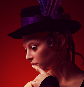 Woman Female Portrait Futuristic Alien Tentacles Burlesque Cabaret Sci Fi CG Character 3d illustration render
