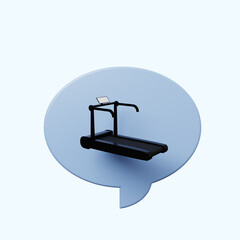3d illustration chat bubble with treadmill