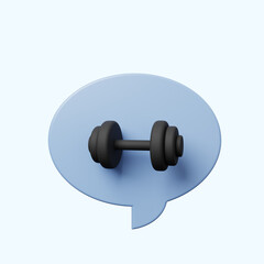 Obraz na płótnie Canvas 3d illustration chat bubble with dumbell