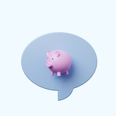 3d illustration chat bubble with piggy bank