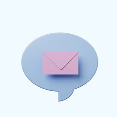 3d illustration chat bubble with envelope