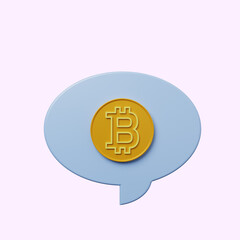 3d illustration chat bubble with bitcoin