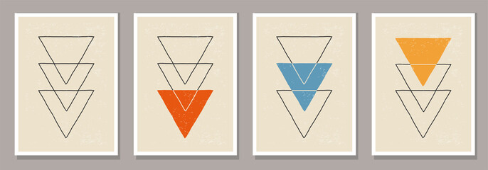 Set of minimal 20s geometric design posters, vector template