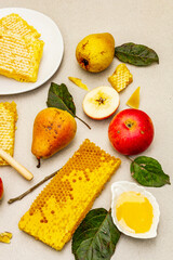 Jewish New Year holiday Rosh Hashanah concept with traditional symbols