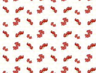 Vector seamless floral pattern. Seamless print for wallpaper, bedding, fabric and other uses. Elegant flowers in red tones with gold rims.