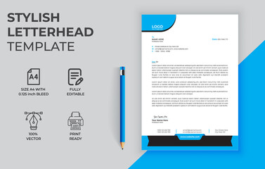 Simple And Good Looking letterhead template for your business with blue