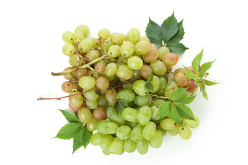 Green ripe grape isolated on white background