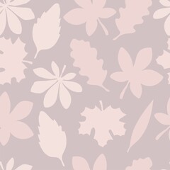 Autumn leaves seamless pattern in pastel colors