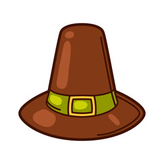 Happy Thanksgiving illustration of pilgrim hat. Autumn holiday item.