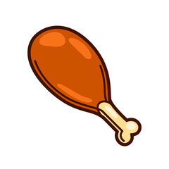 Illustration of chicken leg. Food item for bars, restaurants and shops.