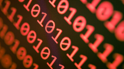 Abstract background of digital binary code of DEFI software. Crypto Programming software code on...