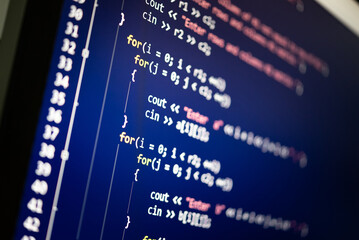 Abstract background of digital binary code of DEFI software. Crypto Programming software code on...