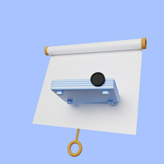 3d illustration of simple object presentation board slightly tilted view with projector