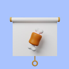 3d illustration of simple object presentation board front view with meat