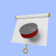 3d illustration of simple object presentation board slightly tilted view with canned food