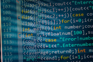 Abstract background of digital binary code of DEFI software. Crypto Programming software code on...