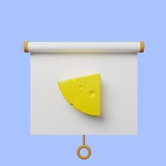 3d illustration of simple object presentation board front view with cheese