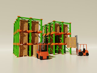 3d illustration concept of warehouse safe goods