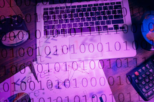 Abstract background of digital binary code of software. Programming software code on computer screen which develop by the programmer to solve the business requirement.