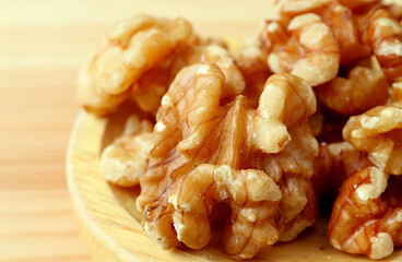 Closeup Amazing Texture of Walnut Kernels with Selective Focus