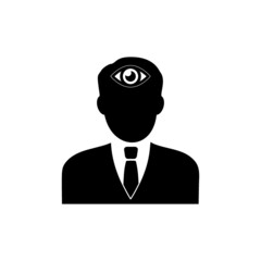 Man with third eye icon isolated on white background