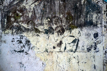 painting of the walls of a destroyed Orthodox church