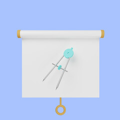 3d illustration of simple object presentation board front view with orleon term