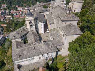 Fototapeta na wymiar Drone view at the sacred mount of Varallo in Italy