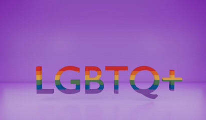 3D Rendering : Illustration of LGBTQ typography text background. respect mentality of transgender concept. love is love. All of gender is equalable.