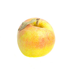 An apple with a leaf isolated on white background