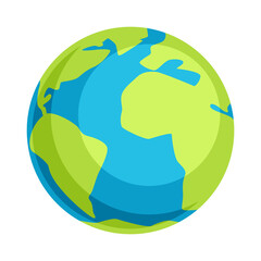 Illustration of planet Earth. Icon in cartoon style. Image for cards and posters.