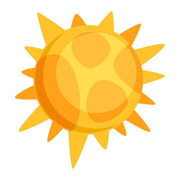 Illustration of sun. Icon in cartoon style. Image for cards and posters.