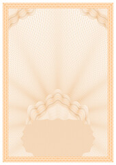 Certificate with guillotine grid and frame, design for diploma, award document, background for securities protection, vector