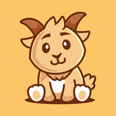 Goat Sit Cartoon Character illustration