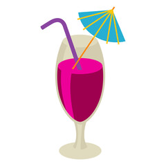 Illustration of cocktail in glass. Food item for bars, restaurants and shops.