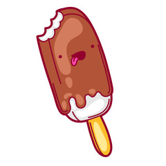 Illustration of popsicle in cartoon style. Cute funny character.