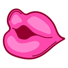 Illustration of lips in cartoon style. Cute funny object.