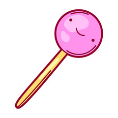 Illustration of lolipop in cartoon style. Cute funny character.