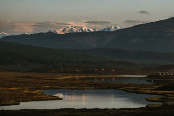 View of mountain lakes in the Ulagan area of the Altai Republic