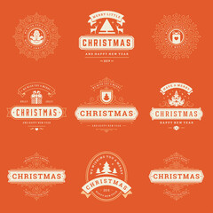 Christmas labels and badges vector design elements set