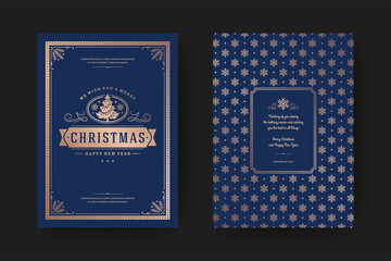 Christmas greeting card vintage typographic design ornate decoration