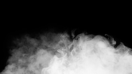 White smoke or fog isolated on black background.