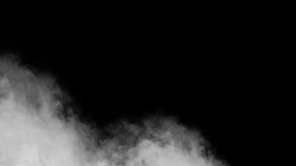 White smoke or fog isolated on black background.