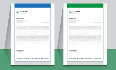 Letterhead format template, business style letterhead design template. Company letterhead template designs. A4 size template