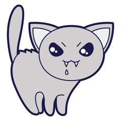 Illustration of cat in cartoon style. Happy Halloween angry character.