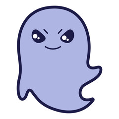 Illustration of ghost in cartoon style. Happy Halloween angry character.