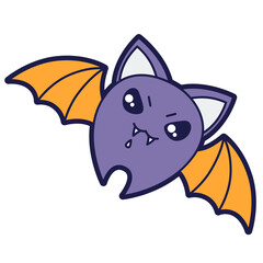 Illustration of bat in cartoon style. Happy Halloween angry character.