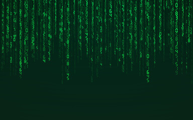 Fototapeta premium Green matrix digital background. Falling numbers digital network technology. Futuristic cyberspace. Vector illustration
