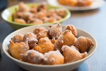 Plate of Fresh Homemade Fried Donuts side view